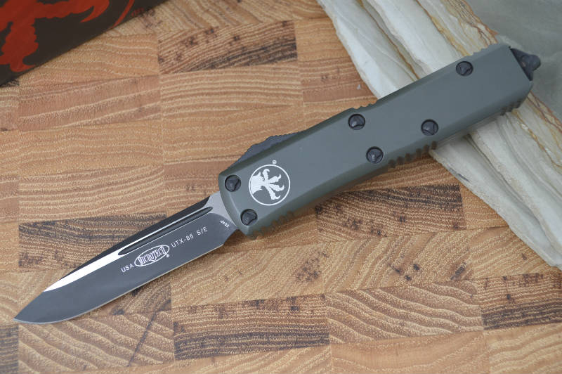Microtech UTX-85 OTF - Single Edge / Black Blade / OD Green Body - 231-1OD - Northwest Knives
