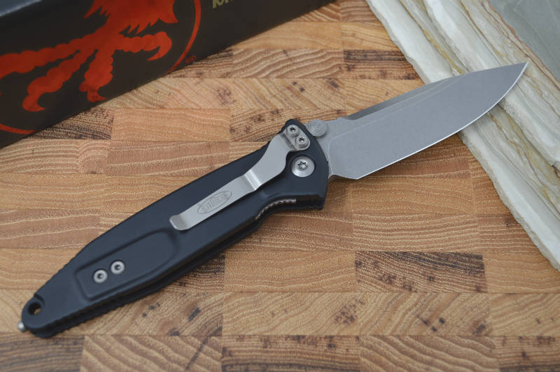 Microtech SOCOM Elite - Stonewash Blade / Black Handles w/ Black Inserts 160-10 - Northwest Knives