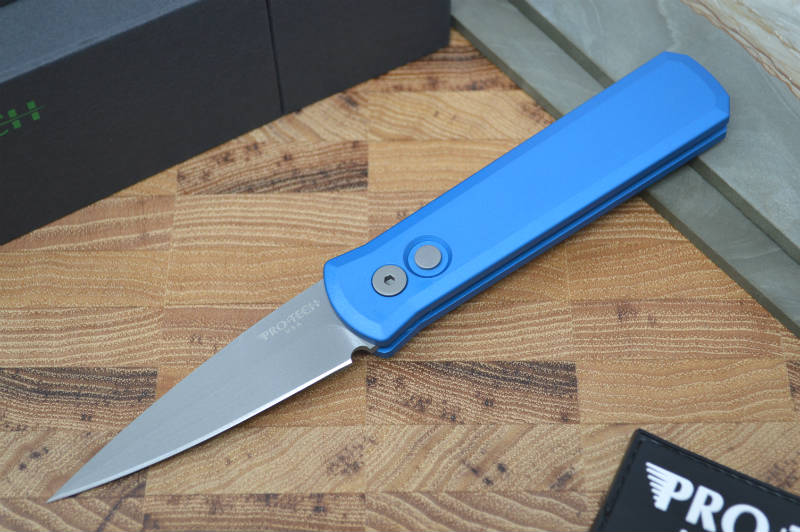 Pro Tech Godson Auto - Blue Handle - Blasted Blade - Northwest Knives
