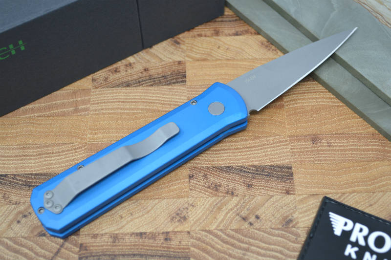 Pro Tech Godson Auto - Blue Handle - Blasted Blade - Northwest Knives