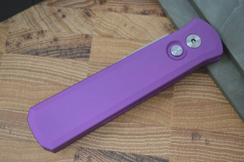 Pro Tech Godson Auto - Purple Handle - Satin Plain Edge Blade - Northwest Knives