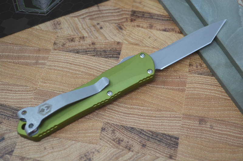 Heretic Knives Manticore S OTF - Green Handle / Battleworn Tanto - Northwest Knives