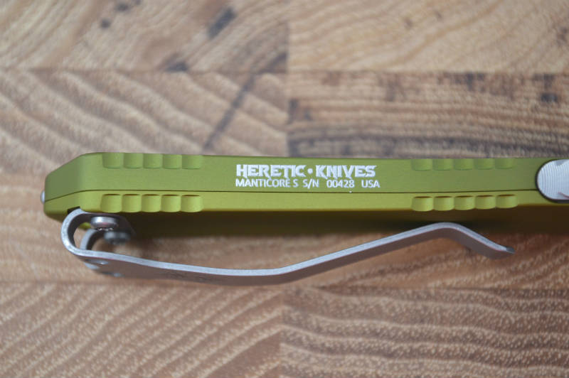 Heretic Knives Manticore S OTF - Green Handle / Battleworn Tanto - Northwest Knives