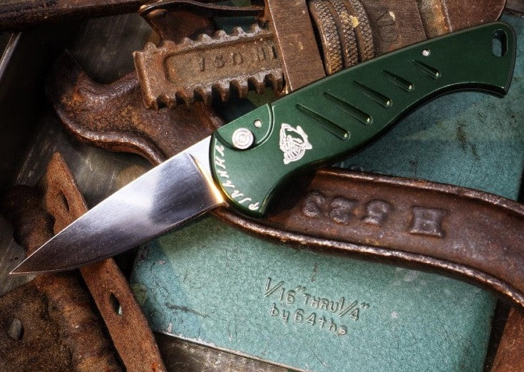 Piranha Knives "Fingerling" - 154CM Blade / Green Aluminum Handle