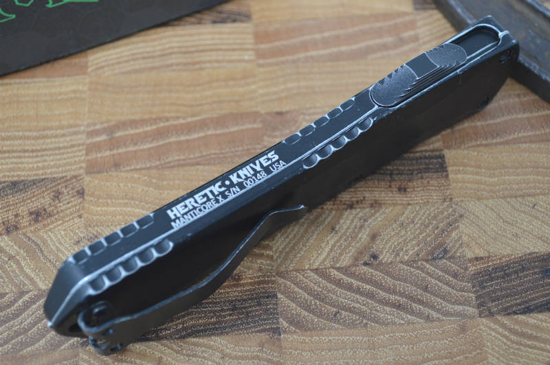 Heretic Knives Manticore OTF - Battleworn Black / Double Edge - Northwest Knives