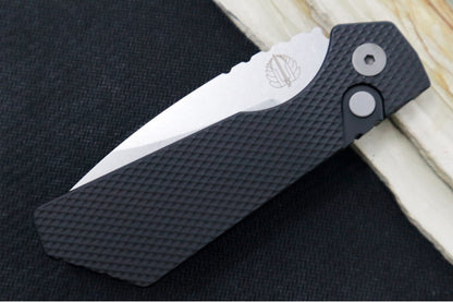 Pro Tech Strider PT+ Auto - Textured Black Anodized Aluminum Handle / Stonewash Finish / Magnacut Steel PT205