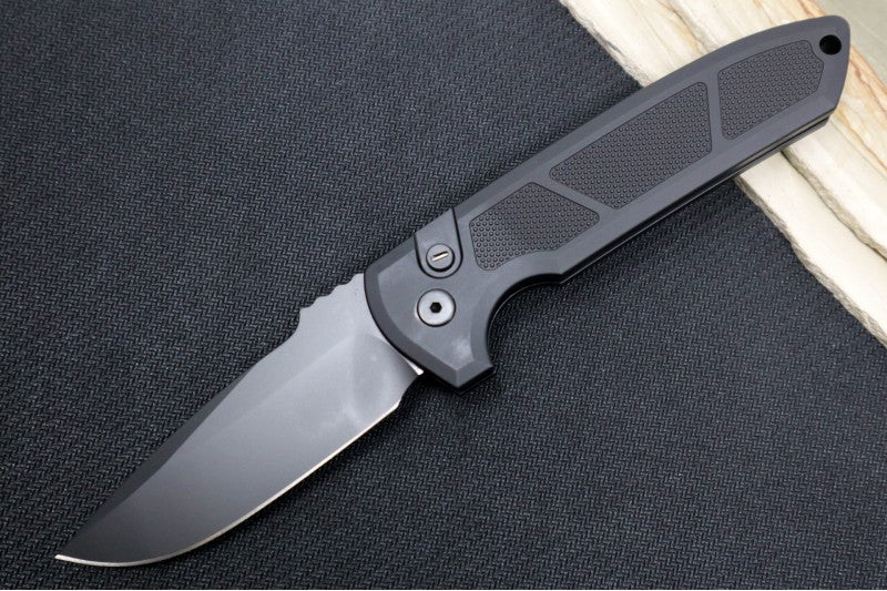 Pro Tech Rockeye OPERATOR Auto - Black Aluminum Handle / Tritium Push Button / Black CPM-D2 Blade LG303-D2OPERATOR - Northwest Knives