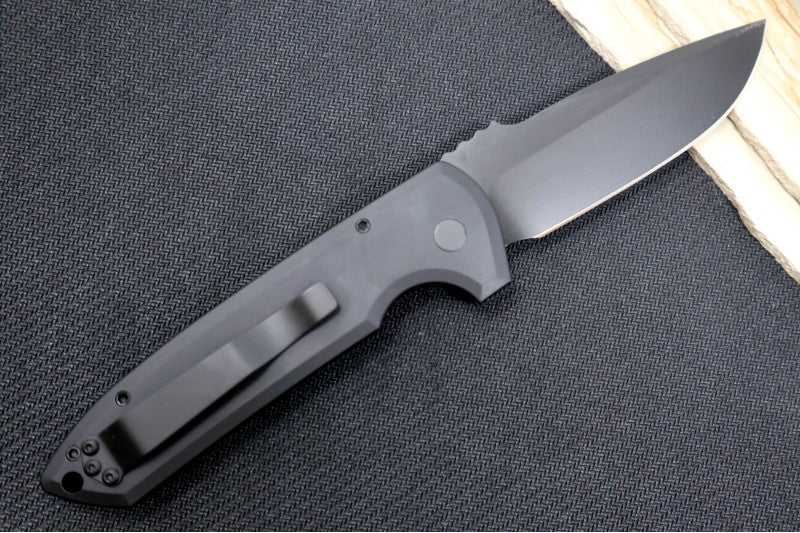 Pro Tech Rockeye OPERATOR Auto - Black Aluminum Handle / Tritium Push Button / Black CPM-D2 Blade LG303-D2OPERATOR - Northwest Knives