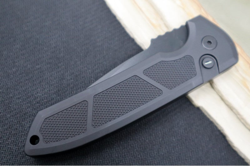 Pro Tech Rockeye OPERATOR Auto - Black Aluminum Handle / Tritium Push Button / Black CPM-D2 Blade LG303-D2OPERATOR - Northwest Knives