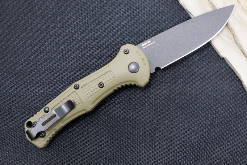 Benchmade 9570BK-1 Mini Claymore - Black D2 Drop Point Blade / Ranger Green Grivory Handle