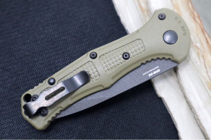 Benchmade 9570BK-1 Mini Claymore - Black D2 Drop Point Blade / Ranger Green Grivory Handle