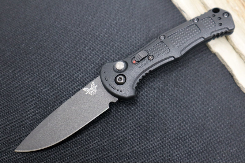 Benchmade 9570BK Mini Claymore Auto - Black D2 Drop Point Blade / Black Grivory Handle