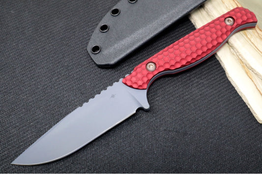 Toor Knives Mutiny Limited Edition - Grey KG Gunkote Finish / CPM-154 Steel / Red Rum Anodized Aluminum Handle / Kydex Sheath