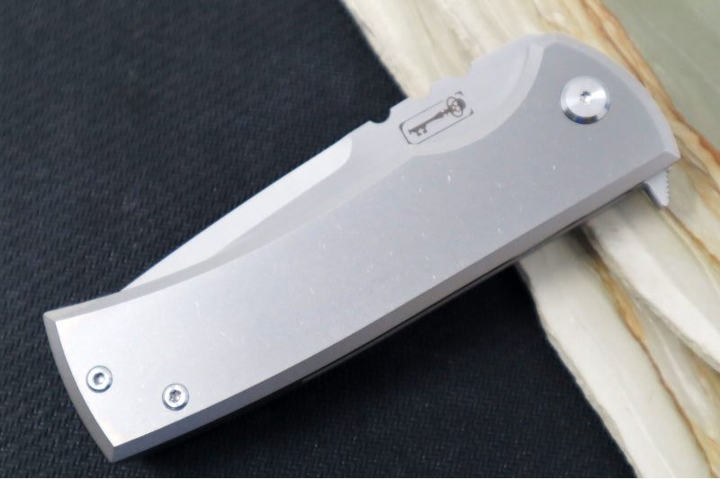 Chaves Knives Redencion 229 Kickstop - Full Titanium Handle / Belt Satin Finish / Tanto Blade / M390 Steel