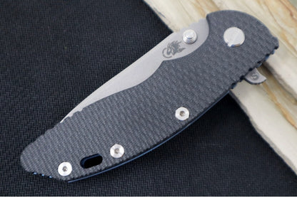 Rick Hinderer Knives Skinny XM-18 - 3.5" Slicer Blade / Working Finish / Black G-10 & Battle Blue Anodized Titanium Handle