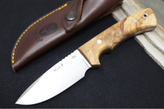 Muela Knives Rhino-9.OL Fixed Blade - Olive Wood Handle / X50CrMoV15 Blade / Leather Sheath