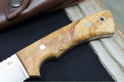 Muela Knives Rhino-9.OL Fixed Blade - Olive Wood Handle / X50CrMoV15 Blade / Leather Sheath