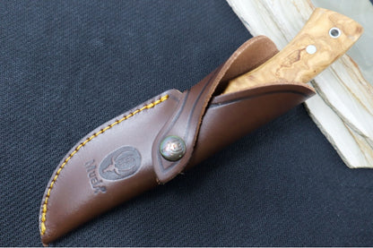 Muela Knives Rhino-9.OL Fixed Blade - Olive Wood Handle / X50CrMoV15 Blade / Leather Sheath