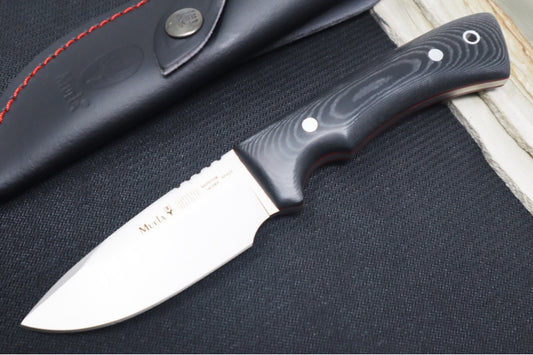 Muela Knives Rhino-9M Fixed Blade - Black Micarta Handle / Sandvick 14C28N Blade / Leather Sheath