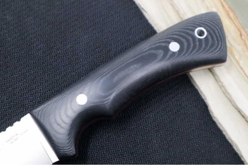 Muela Knives Rhino-9M Fixed Blade - Black Micarta Handle / Sandvick 14C28N Blade / Leather Sheath - Northwest Knives