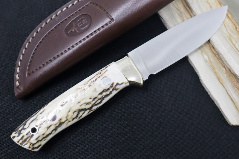 Muela Knives Kodiak-10A Fixed Blade - Genuine Stag Handle / X50CrMoV15 Stainless Blade / Leather Sheath