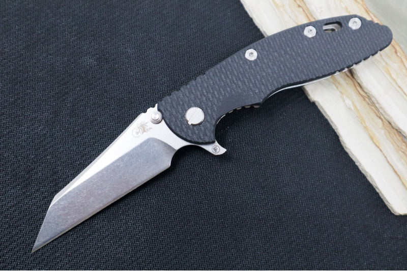 Rick Hinderer Knives XM-18 Fatty - 3.5" Wharncliffe Blade / Stonewash Finish / Black G-10 Handle
