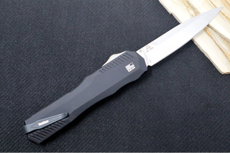 Kershaw 9000 Livewire OTF - Black Anodized Aluminum Handle / CPM-Magnacut / Spearpoint Blade / Stonewash Finish