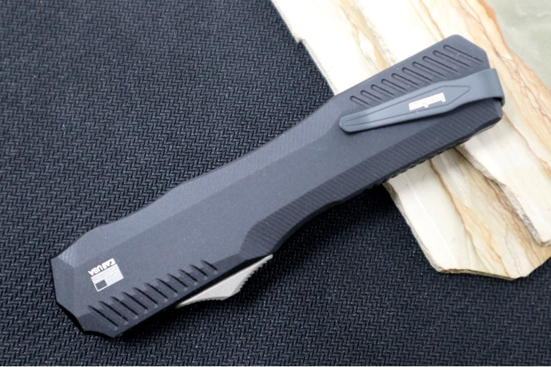 Kershaw 9000 Livewire OTF - Black Anodized Aluminum Handle / CPM-Magnacut / Spearpoint Blade / Stonewash Finish