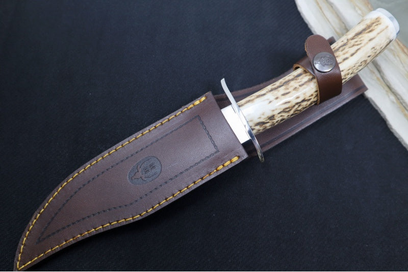 Muela Knives Gredos Bowie GRED-17 Fixed Blade - Genuine Stag Handle / X50CrMoV15 Stainless Blade / Leather Sheath