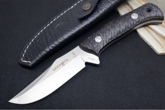 Muela Knives Lakhota-12M Fixed Blade - Black Micarta Handle / X50CrMoV15 Stainless Blade / Textured Leather Sheath