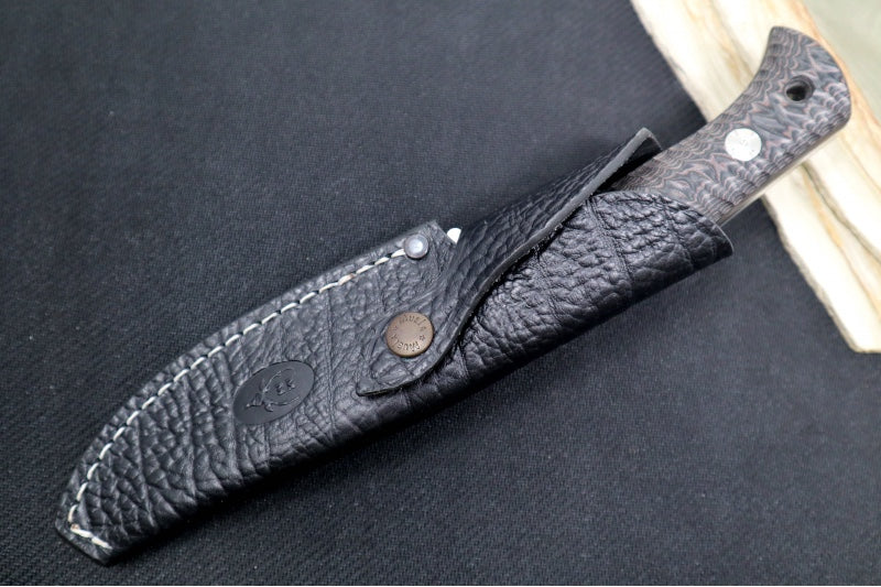 Muela Knives Lakhota-12M Fixed Blade - Black Micarta Handle / X50CrMoV15 Stainless Blade / Textured Leather Sheath