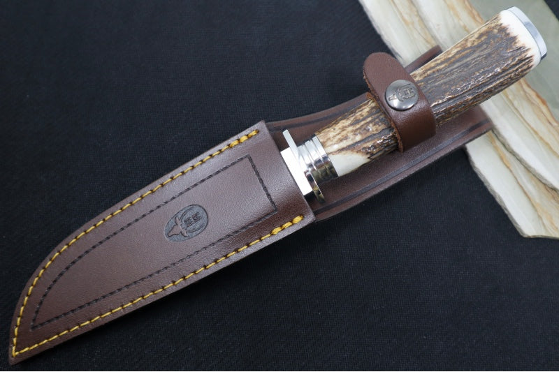 Muela Knives Elk-14A.I Fixed Blade - Genuine Stag Handle / X50CrMoV15 Stainless Blade / Leather Sheath