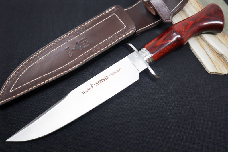 Muela Knives Cherokee-19R Fixed Blade - Coral Pakkawood Handle / X50CrMoV15 Stainless Blade / Leather Sheath