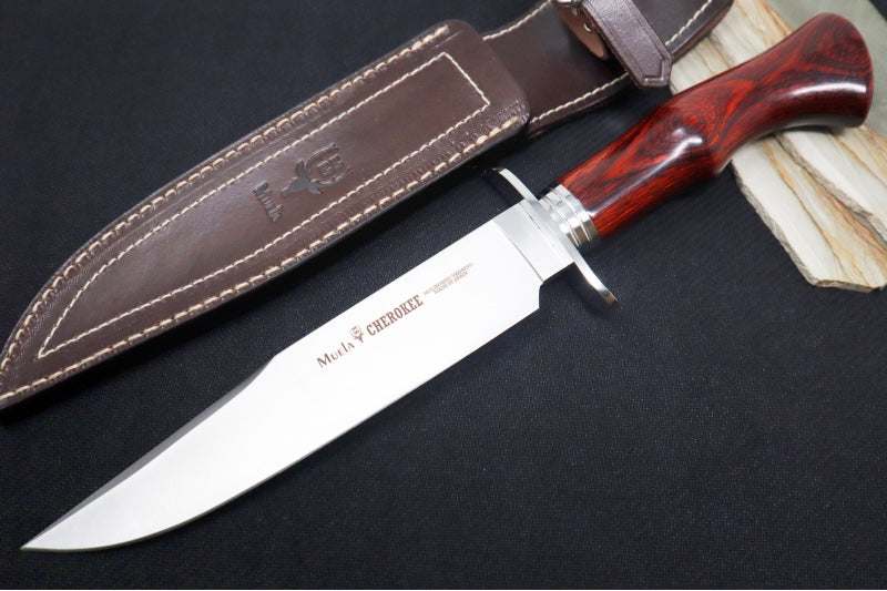 ハンティングナイフ　Cherokee Hunting Knife Muela Knives Cherokee-19R Fixed Blade - Coral Pakkawood Handle