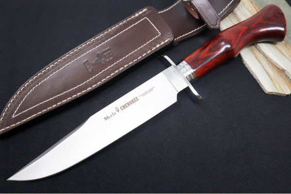 ハンティングナイフ　Cherokee Hunting Knife Muela Knives Cherokee-19R Fixed Blade - Coral Pakkawood Handle