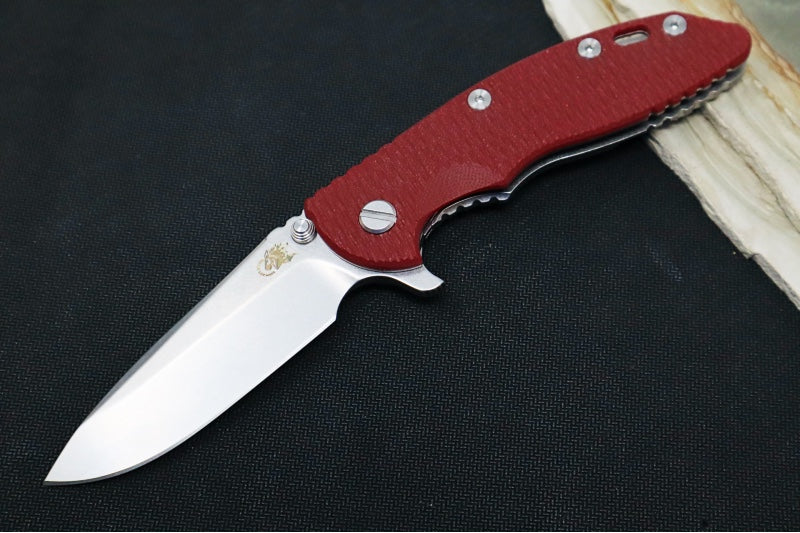 Rick Hinderer Knives XM-18 - 3.5" Spearpoint Blade / Stonewash Finish / Red G-10 Handle
