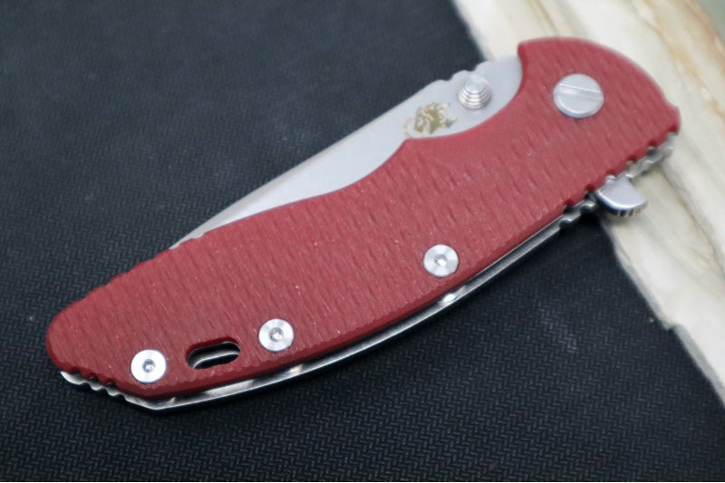 Rick Hinderer Knives XM-18 - 3.5" Spearpoint Blade / Stonewash Finish / Red G-10 Handle