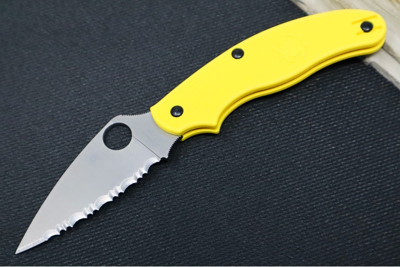 Spyderco UK Penknife Salt - Yellow FRN Handle / Leaf Shaped Blade with Serrations / CPM-Magnacut Steel C94SYL