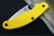 Spyderco UK Penknife Salt - Yellow FRN Handle / Leaf Shaped Blade with Serrations / CPM-Magnacut Steel C94SYL - Northwest Knives