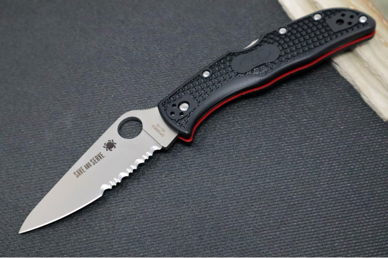 Spyderco Endela Thin Red Line Edition - Black FRN Handle / Satin PS Blade / VG-10 Steel - C243FPSBKRD