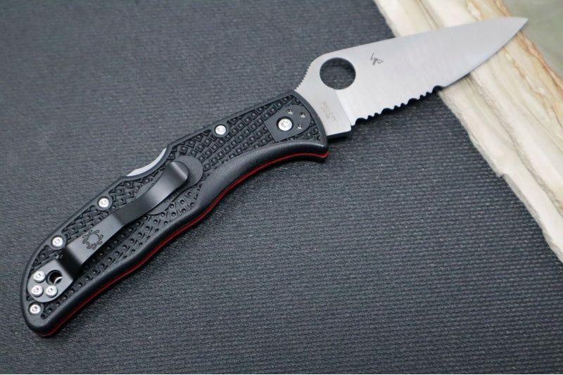 Spyderco Endela Thin Red Line Edition - Black FRN Handle / Satin PS Blade / VG-10 Steel - C243FPSBKRD