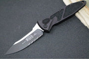 Microtech SOCOM Elite Auto Tactical - Drop Point Black Blade with Partial Serrate / Black Aluminum Handle / Black Chassis 160A-2T - Northwest Knives