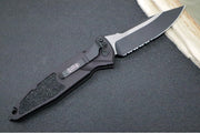 Microtech SOCOM Elite Auto Tactical - Drop Point Black Blade with Partial Serrate / Black Aluminum Handle / Black Chassis 160A-2T - Northwest Knives