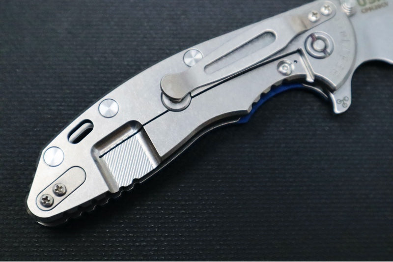 Rick Hinderer Knives XM-18 - 3.5" Spearpoint Blade / Stonewash Finish / Black & Blue G-10 Handle - Northwest Knives