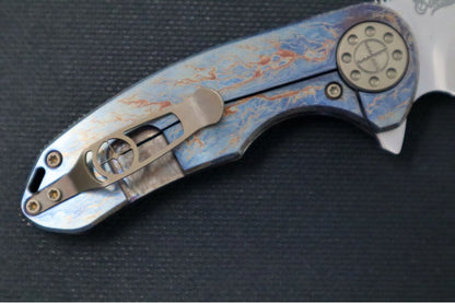 Curtiss Custom Knives F3 Medium Titanium Flipper - Drop Point Blade / CTS-XHP Steel / Apocalyptic Blue Anodized Titanium Handle