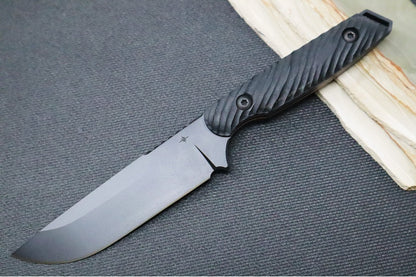 Toor Knives Field 2.0 - Shadow Black Finish Blade / 154CM Steel / Black G10 Dynamic Fluting Handle / Leather Sheath 04169262