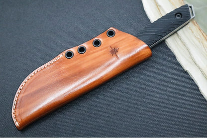 Toor Knives Field 2.0 - Classic Stone Finish Blade / 154CM Steel / Black G10 Dynamic Fluting Handle / Leather Sheath 36405170