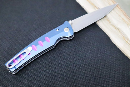 MCUSTA Katana Japanese Folding Knife - San Mai (Cladded) VG-10 Blade / Tanto Point / Blue & Purple Aluminum Handle MC-0043C