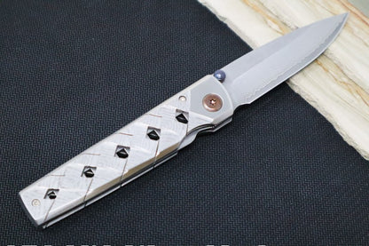 MCUSTA Shinra Katana Japanese Folding Knife - Damascus Blade / Drop Point / Stainless Steel Damascus Handle MC-0037D