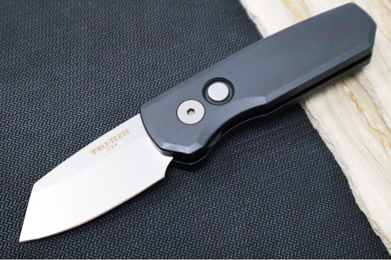 Pro Tech Runt Auto - Black Aluminum Handle / Stonewashed Reverse Tanto Blade / CPM-20CV Steel R5201 - Northwest Knives